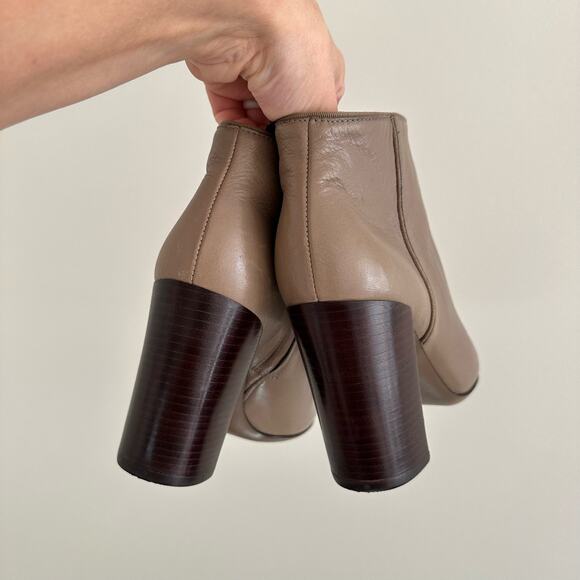 NEW Tory Burch Bowie Leather Zip Up Round Toe Ankle Bootie Brown 7.5M - Picture 3 of 6